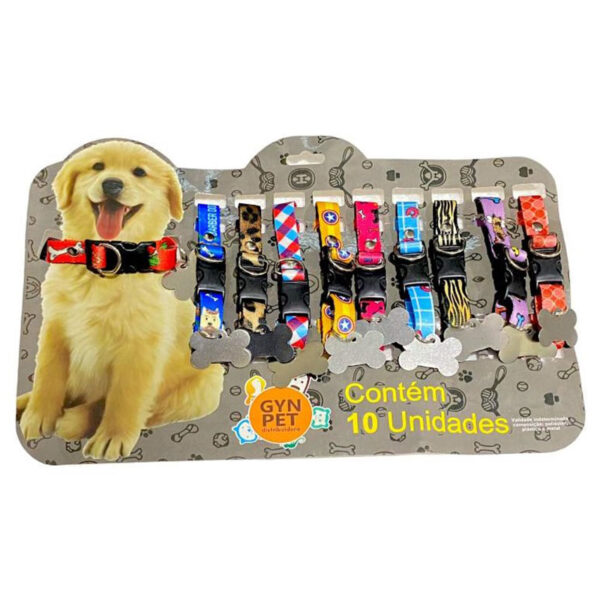CART. COLEIRA DOG SEDA com MEDALHA 10 UND