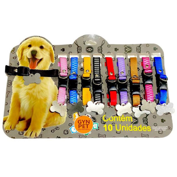 CART. COLEIRA DOG NYLON com MEDALHA 10 UND