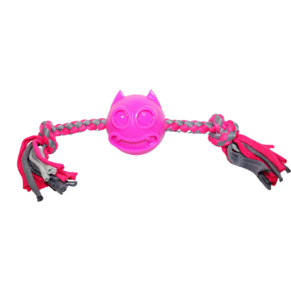 BRINQ MACICO CARA GATO COM CORDA PEQ ROSA